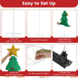 Costway 190 Cm Collapsible Christmas Tree Tinsel Pre-Lit Christmas Decoration - thumbnail 9