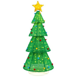 Costway 190 Cm Collapsible Christmas Tree Tinsel Pre-Lit Christmas Decoration - thumbnail 1