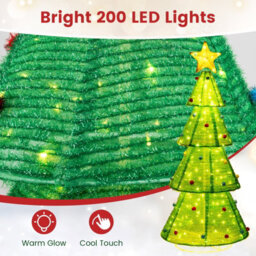 Costway 190 Cm Collapsible Christmas Tree Tinsel Pre-Lit Christmas Decoration - thumbnail 6