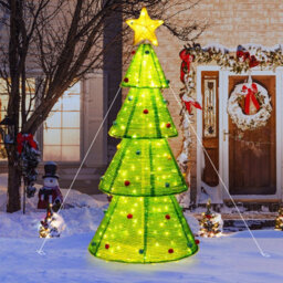 Costway 190 Cm Collapsible Christmas Tree Tinsel Pre-Lit Christmas Decoration - thumbnail 5