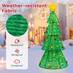 Costway 190 Cm Collapsible Christmas Tree Tinsel Pre-Lit Christmas Decoration - thumbnail 7