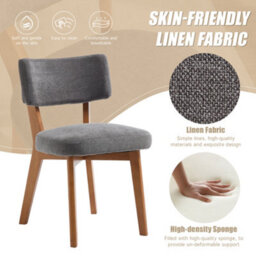 Matteo Mid-Century Modern Linen Dining Chairs - Set Of 2, Gray - thumbnail 5