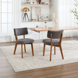 Matteo Mid-Century Modern Linen Dining Chairs - Set Of 2, Gray - thumbnail 7