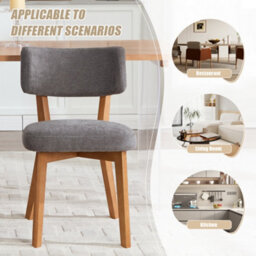 Matteo Mid-Century Modern Linen Dining Chairs - Set Of 2, Gray - thumbnail 6
