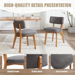 Matteo Mid-Century Modern Linen Dining Chairs - Set Of 2, Gray - thumbnail 3