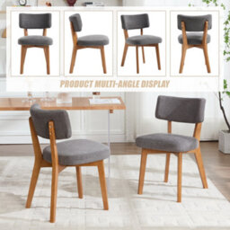 Matteo Mid-Century Modern Linen Dining Chairs - Set Of 2, Gray - thumbnail 2