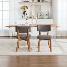 Matteo Mid-Century Modern Linen Dining Chairs - Set Of 2, Gray - thumbnail 8