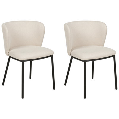 Beliani Set Of 2 Dining Chairs Mina Fabric Off-White - image 1
