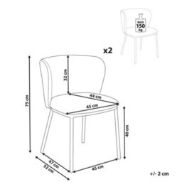 Beliani Set Of 2 Dining Chairs Mina Fabric Off-White - thumbnail 3