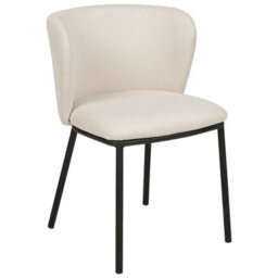 Beliani Set Of 2 Dining Chairs Mina Fabric Off-White - thumbnail 4
