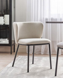 Beliani Set Of 2 Dining Chairs Mina Fabric Off-White - thumbnail 2
