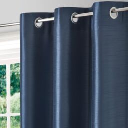 Morea Blue Plain Woven Lined Eyelet Curtain (W)117Cm (L)137Cm, Pair - thumbnail 2