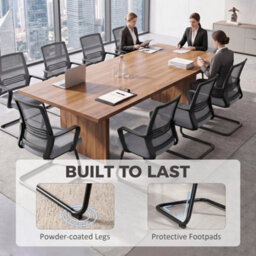 Ergonomic Desk Chair No Wheels, Padded Meeting Office Chair, Dark Grey - thumbnail 4