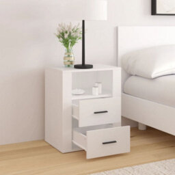 Berkfield Bedside Cabinet White 50X36X60 Cm Engineered Wood - thumbnail 3