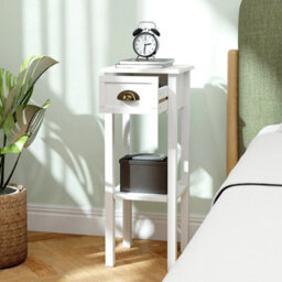 2Tier Side Tables Set Of 2 With Drawer Shelf For Living Room, White - thumbnail 5