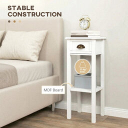 2Tier Side Tables Set Of 2 With Drawer Shelf For Living Room, White - thumbnail 4