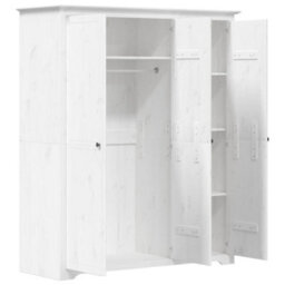 Berkfield Wardrobe Bodo White 151.5X52X176.5 Cm Solid Wood Pine - thumbnail 4