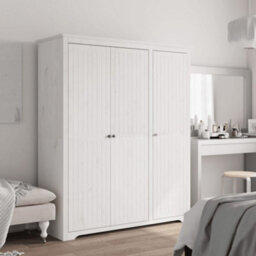 Berkfield Wardrobe Bodo White 151.5X52X176.5 Cm Solid Wood Pine
