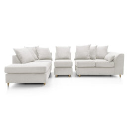 Abakus Direct Jumbo Large White Cord Left Facing Corner Sofa For Living Room With Thick Luxury Deep Filled Cushioning - thumbnail 3