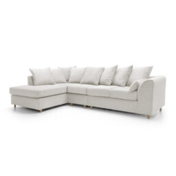 Abakus Direct Jumbo Large White Cord Left Facing Corner Sofa For Living Room With Thick Luxury Deep Filled Cushioning - thumbnail 4