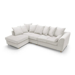 Abakus Direct Jumbo Large White Cord Left Facing Corner Sofa For Living Room With Thick Luxury Deep Filled Cushioning - thumbnail 5