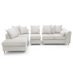 Abakus Direct Jumbo Large White Cord Left Facing Corner Sofa For Living Room With Thick Luxury Deep Filled Cushioning - thumbnail 7