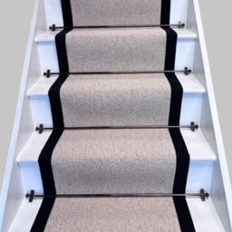 RainbowHome Keswick Cream Fleck Weave Stair Runner With 100% Cotton Black Border Sample