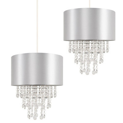 Valuelights Jesmond Pair Of Acrylic Jewel Effect Droplet Grey Ceiling Light Shades (D)32Cm - image 1