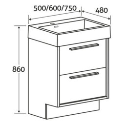Plum&clay Walter Light Bare Wood Floor Standing Bathroom Vanity Unit With Polymarble Resin Basin (W)600mm - thumbnail 8