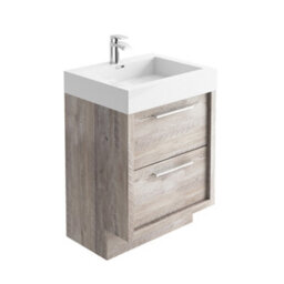 Plum&clay Walter Light Bare Wood Floor Standing Bathroom Vanity Unit With Polymarble Resin Basin (W)600mm - thumbnail 1