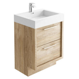 Plum&clay Walter Light Bare Wood Floor Standing Bathroom Vanity Unit With Polymarble Resin Basin (W)600mm - thumbnail 2