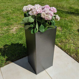 Woven Wood 75Cm Zinc Silver & Black Textured Tall Square Planter - thumbnail 1