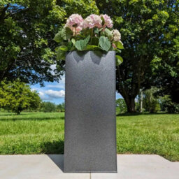 Woven Wood 75Cm Zinc Silver & Black Textured Tall Square Planter - thumbnail 4