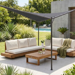 Wyld And Coco Evershade Pergola Dark Grey Polyester Steel 300 X 300 Cm Uv-Resistant Garden Pavilion - thumbnail 2