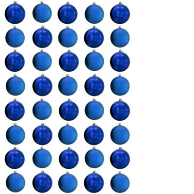 Christmas Tree World 10Cm Blue Bauble Set Shiny/matt (40 Pc) - image 1