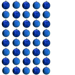 Christmas Tree World 10Cm Blue Bauble Set Shiny/matt (40 Pc) - thumbnail 2