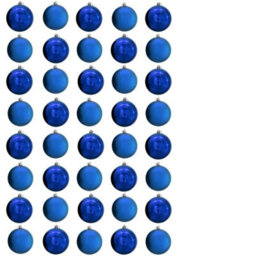 Christmas Tree World 10Cm Blue Bauble Set Shiny/matt (40 Pc)