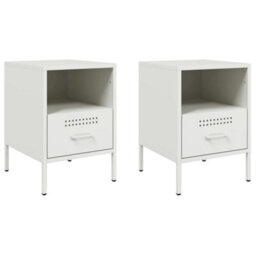 Berkfield Bedside Cabinets 2 Pcs White 36X39X50.5 Cm Steel - thumbnail 2