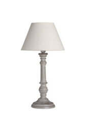 Pella Rustic Wood Table Lamp With Linen Shade Modern Farmhouse Decor - thumbnail 1