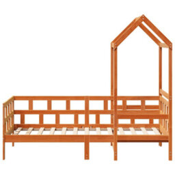 Berkfield Day Bed With Roof Without Mattress Wax Brown 90X200 Cm Solid Wood - thumbnail 4