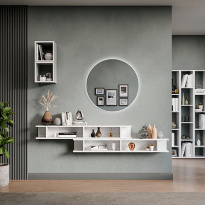 Decorotika Lausanne Moduler Modern Tv Unit Wall Mount Customizable Layout High Gloss White - image 1