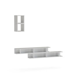 Decorotika Lausanne Moduler Modern Tv Unit Wall Mount Customizable Layout High Gloss White - thumbnail 4