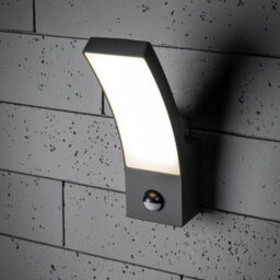 CGC Lighting Cgc Millie Anthracite Dark Grey Curved Led Wall Light Pir Motion Sensor Diecast Aluminium Opal Diffuser 4000K Ip54 - thumbnail 2