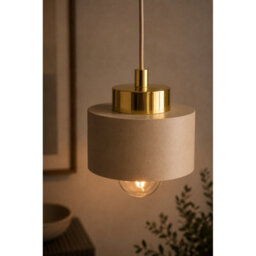 Luminosa Lighting Luminosa Simply Slim Pendant Ceiling Light Beige, Gold 1X E27 - thumbnail 3