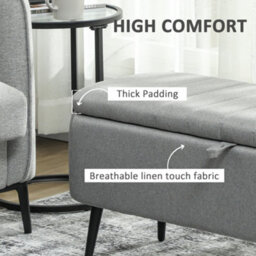 Wyld Haus Harika Linen-Look Light Grey Storage Ottoman Bench - Lift-Top Padded Seat, 102 X 40 X 44 Cm - thumbnail 5