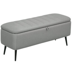 Wyld Haus Harika Linen-Look Light Grey Storage Ottoman Bench - Lift-Top Padded Seat, 102 X 40 X 44 Cm - thumbnail 9