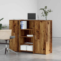 Berkfield Reception Desk Old Wood 135X50X103.5 Cm Engineered Wood - thumbnail 3