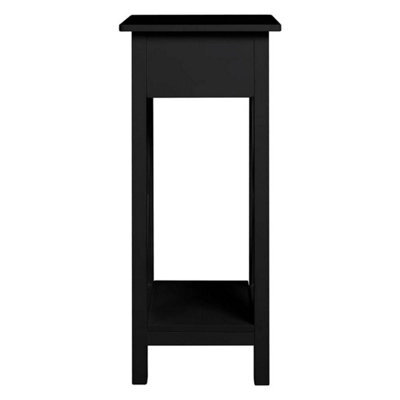 Black Narrow Bedside Table Slim Side Table Tall Nightstand End Table With Drawer Shelf - image 1