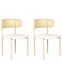 Wyld And Coco Velora Set Of 2 Accent Dining Chairs - Beige Fabric Seats, Iron Frame - thumbnail 1