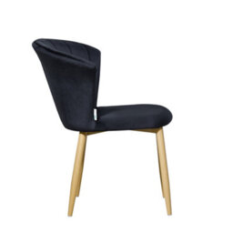 Life Interiors Set Of 2 Black Elsa Velvet Dining Chairs With Wooden Legs, Curved Back & Comfortable Seating - thumbnail 3